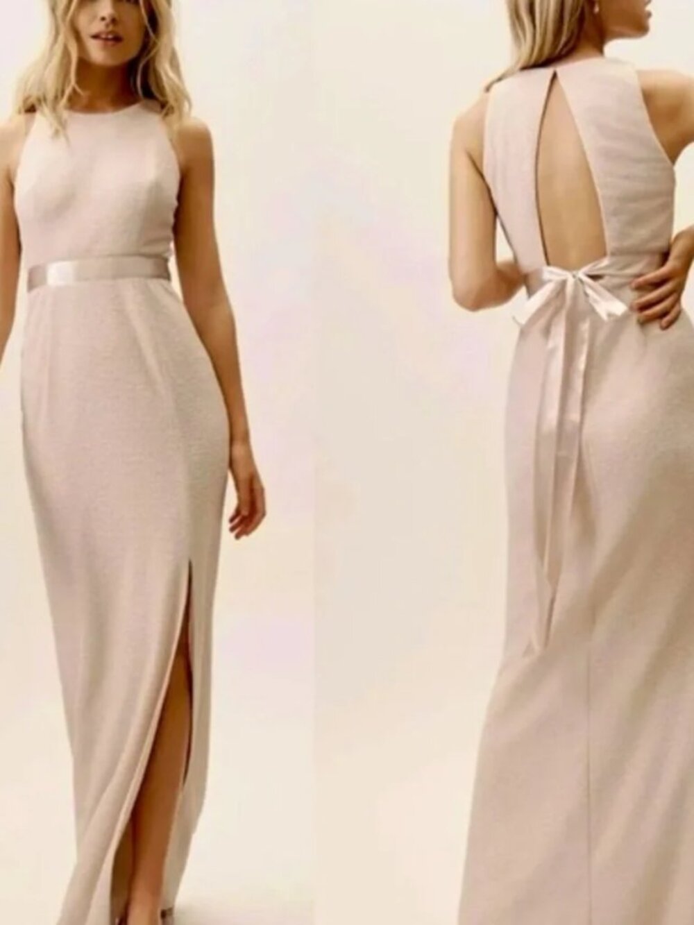 Adrianna Papell NEW Metallic Knit Maxi Dress/Gown In Champagne Size 4 - Picture 2 of 16